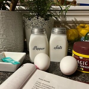 Vintage Milk Glass Salt & Pepper Shaker Pair – Patent Applied For